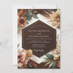 Terrakotta-Blumen-Hochzeit zur Erntezeit Einladung