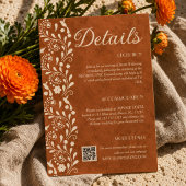 Terrakotta-Blumen-Hochzeitsdetails QR-Code Begleitkarte