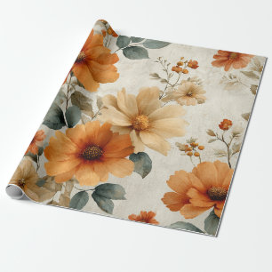 Terrakotta-Blumen im Vintage-Stil in Orange Geschenkpapier