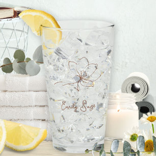 Terrakotta Blumen Linien Kunst Minimalistischer Ze Glas