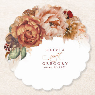 Terrakotta Blumen Pampas Gras Elegant Boho Untersetzer