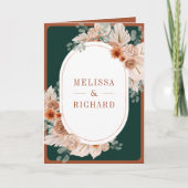 Terrakotta-Blumen-Pampas-Smaragd-QR-Code-Hochzeit Einladung (Vorderseite)