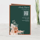 Terrakotta-Blumen-Pampas-Smaragd-QR-Code-Hochzeit Einladung (Rückseite)