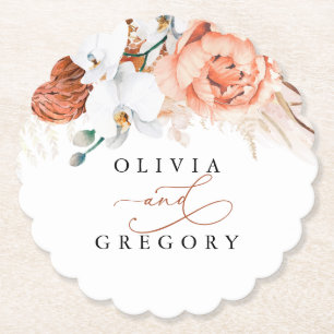 Terrakotta-Blumen Pampasgras Elegant Tropisch Untersetzer