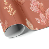 Terrakotta Blumen Pampasgras Muster Geschenkpapier (Rolleneckpunkt)
