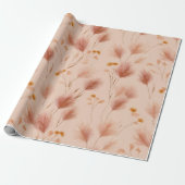 Terrakotta Blumen Pampasgras Muster Geschenkpapier (Ungerollt)
