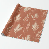 Terrakotta Blumen Pampasgras Muster Geschenkpapier (Ungerollt)