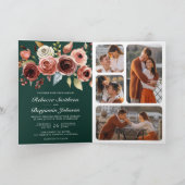 Terrakotta Blumen QR Code Smaragdgrüne Hochzeit Einladung (Innenseite)