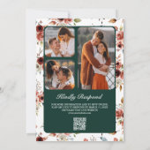 Terrakotta Blumen Smaragdgrün QR-Code Hochzeit Einladung (Rückseite)