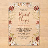 Terrakotta-Blumen-Wildblumen-Brautparty Acryleinladungen (Vorderseite)