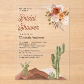 Terrakotta Blumen Wüstenkaktus Brautdusche Acryleinladungen (Vorderseite)