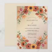 Terrakotta-Blumenbogen-Hochzeit Einladung (Vorne/Hinten)