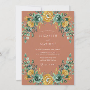 Terrakotta-Blumenmalerei-Hochzeit Einladung