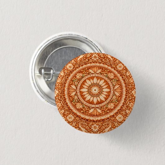 Terrakotta Blumenmandala Button (Vorne & Hinten)