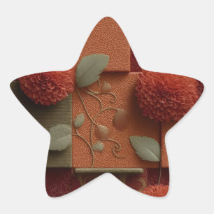 Terrakotta-Blumenstern-Aufkleber – Warm strukturie Stern-Aufkleber