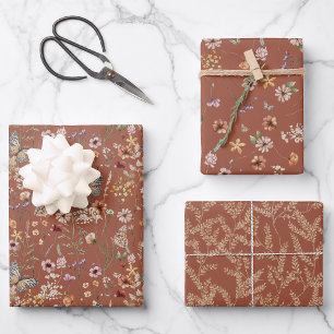 Terrakotta-Blumenverpackungspapier Geschenkpapier Set