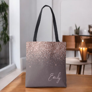 Terrakotta Blush Pink Rosen Gold Glitter Monogramm Tasche