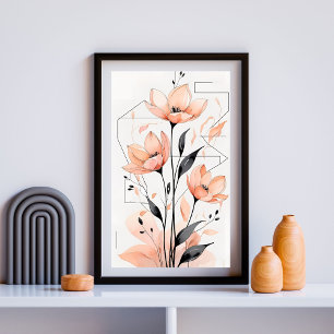 Terrakotta-Blüten-Geometrie IV Poster