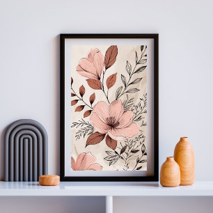 Terrakotta-Blüten-Harmonie Poster