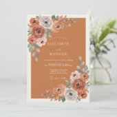 Terrakotta-Blüten-Hochzeit Einladung (Stehend Vorderseite)