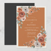 Terrakotta-Blüten-Hochzeit Einladung (Vorne/Hinten)