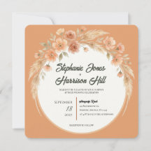 Terrakotta-Blüten-Hochzeitseinladung