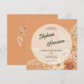Terrakotta-Blüten-Hochzeitseinladung Save The Date (Vorne/Hinten)