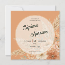 Terrakotta-Blüten-Hochzeitseinladung Save The Date