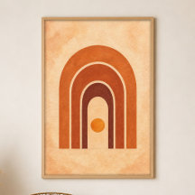 Terrakotta Bögen bei Dämmerung Gouache Boho Kunst