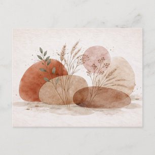 Terrakotta-Boho-Abstrakt Botanische Wasserfarbe Postkarte