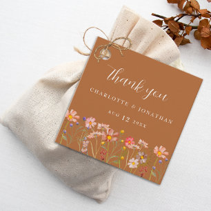 Terrakotta Boho Blumen Herbst Hochzeit Danke schön Geschenkanhänger