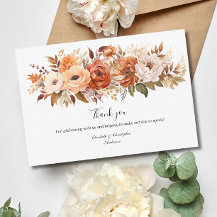 Terrakotta-Boho-Blumen-Hochzeit Dankeskarte