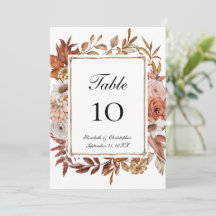 Terrakotta-Boho-Blumen-Hochzeitstisch-Nummern-Kart