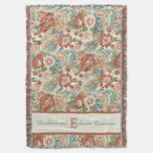 Terrakotta-Boho-Blumen-Monogramm-Paar Decke (Vorderseite Vertikal)