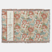 Terrakotta-Boho-Blumen-Monogramm-Paar Decke (Vorderseite)