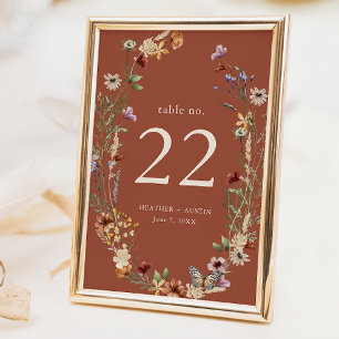 Terrakotta Boho Blumen Tischnummer