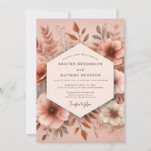 Terrakotta-Boho-Blütenhochzeit Einladung