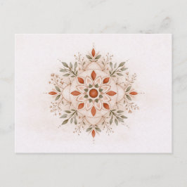 Terrakotta-Boho-Botanik-Mandala-Aquarell  Postkarte