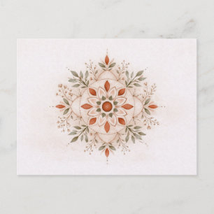 Terrakotta-Boho-Botanik-Mandala-Aquarell  Postkarte