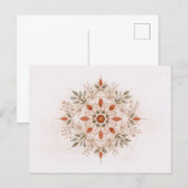 Terrakotta-Boho-Botanik-Mandala-Aquarell Postkarte (Vorne/Hinten)