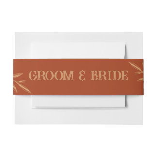 Terrakotta-Boho-elegante Hochzeit Einladungsbanderole