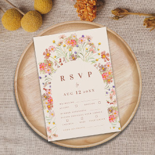 Terrakotta Boho Herbst Blumen Mahlzeiten Optionen RSVP Karte