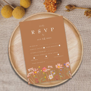 Terrakotta Boho Herbst Blumen Mahlzeiten Optionen RSVP Karte