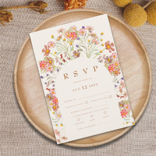 Terrakotta Boho Herbst Blumen Mahlzeiten Optionen RSVP Karte