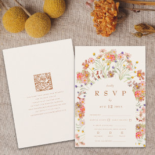 Terrakotta Boho Herbst Blumen Mahlzeiten Optionen RSVP Karte