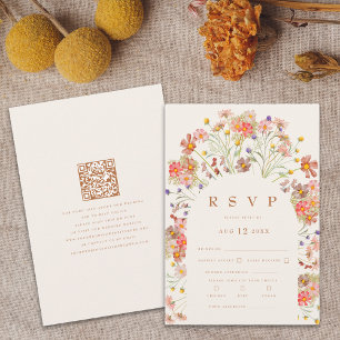 Terrakotta Boho Herbst Blumen Mahlzeiten Optionen RSVP Karte