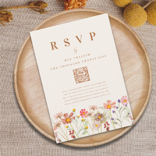 Terrakotta Boho Herbst Blumen Mahlzeiten Optionen RSVP Karte