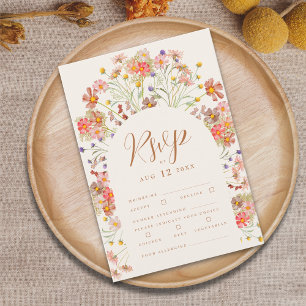 Terrakotta Boho Herbst Blumen Mahlzeiten Optionen RSVP Karte
