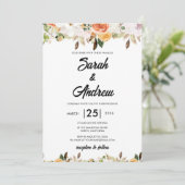 Terrakotta-Boho-Herbst-Blumenhochzeit Einladung (Stehend Vorderseite)