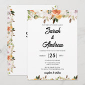 Terrakotta-Boho-Herbst-Blumenhochzeit Einladung (Vorne/Hinten)